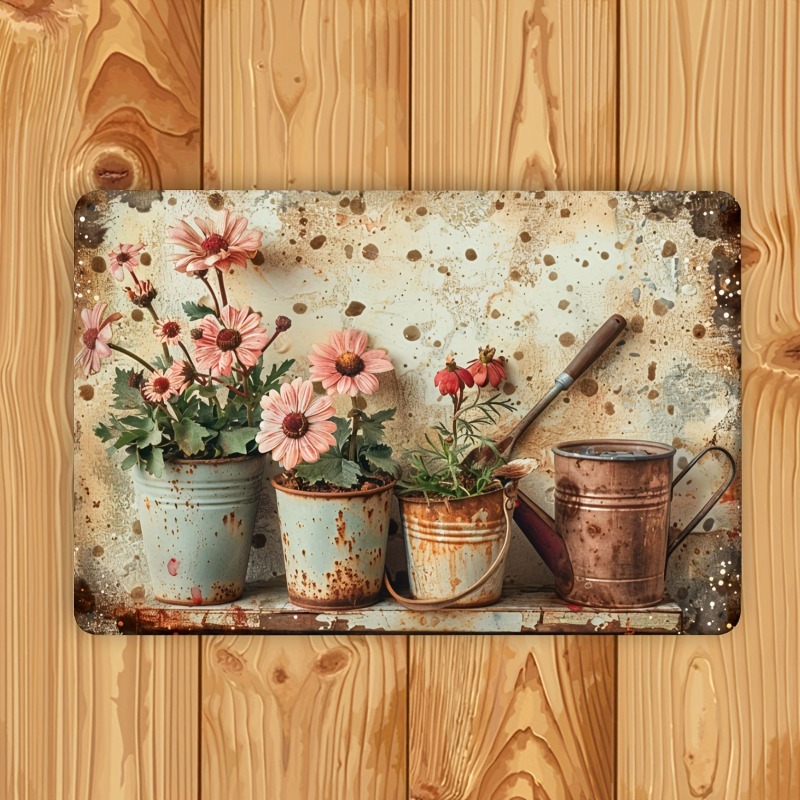Home Bar Cafe - Vintage Floral Metal Tin Sign -Outdoor