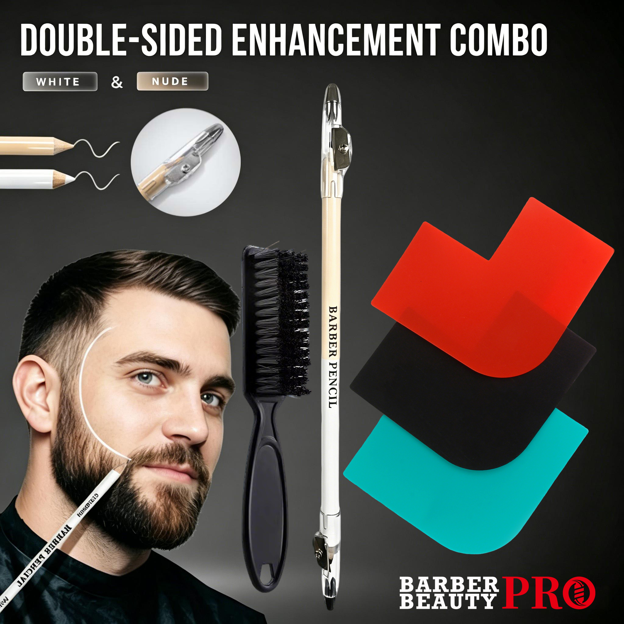Home Barber - 3Pcs Double-sided Barber Beard Pencil Kit