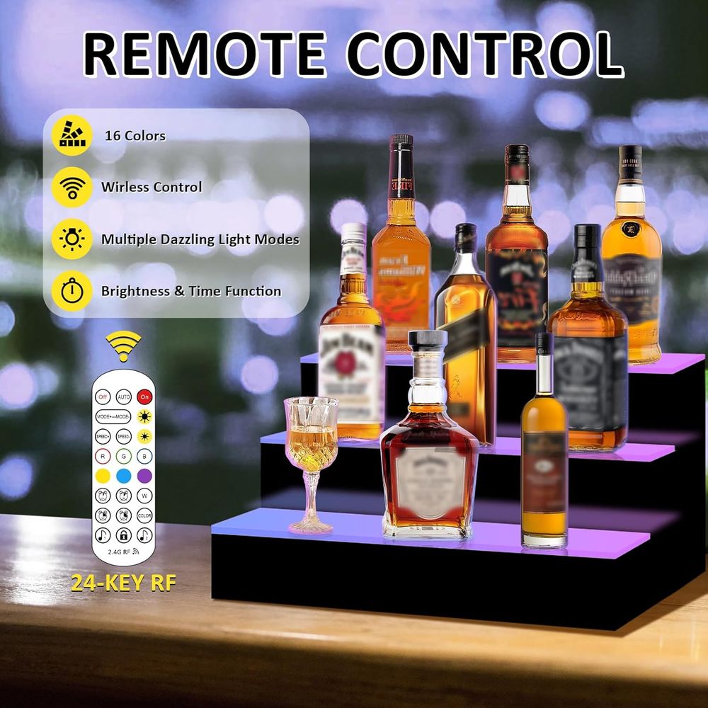 16 Inch 3 Step LED Lighted Liq - Home Bar Shelf ulasan dan harga