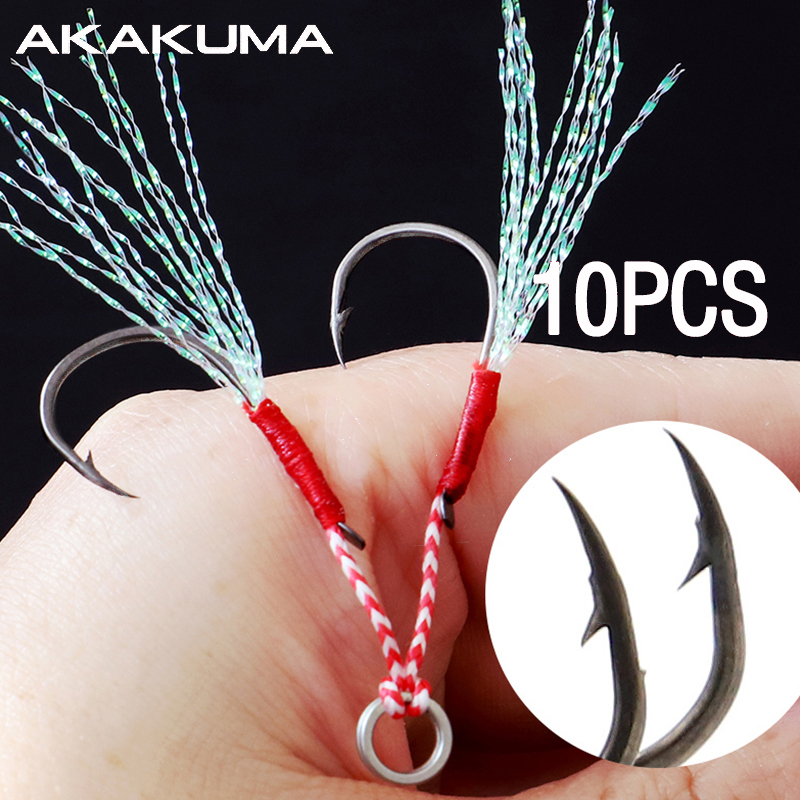 10Pcs Fishing Hooks Single Hoo - Jigger Double Sided ulasan dan harga