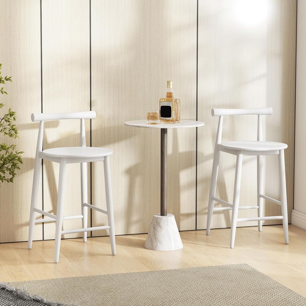 Set of 2 White Wooden Bar Chai - Home Bar And Counter ulasan dan harga