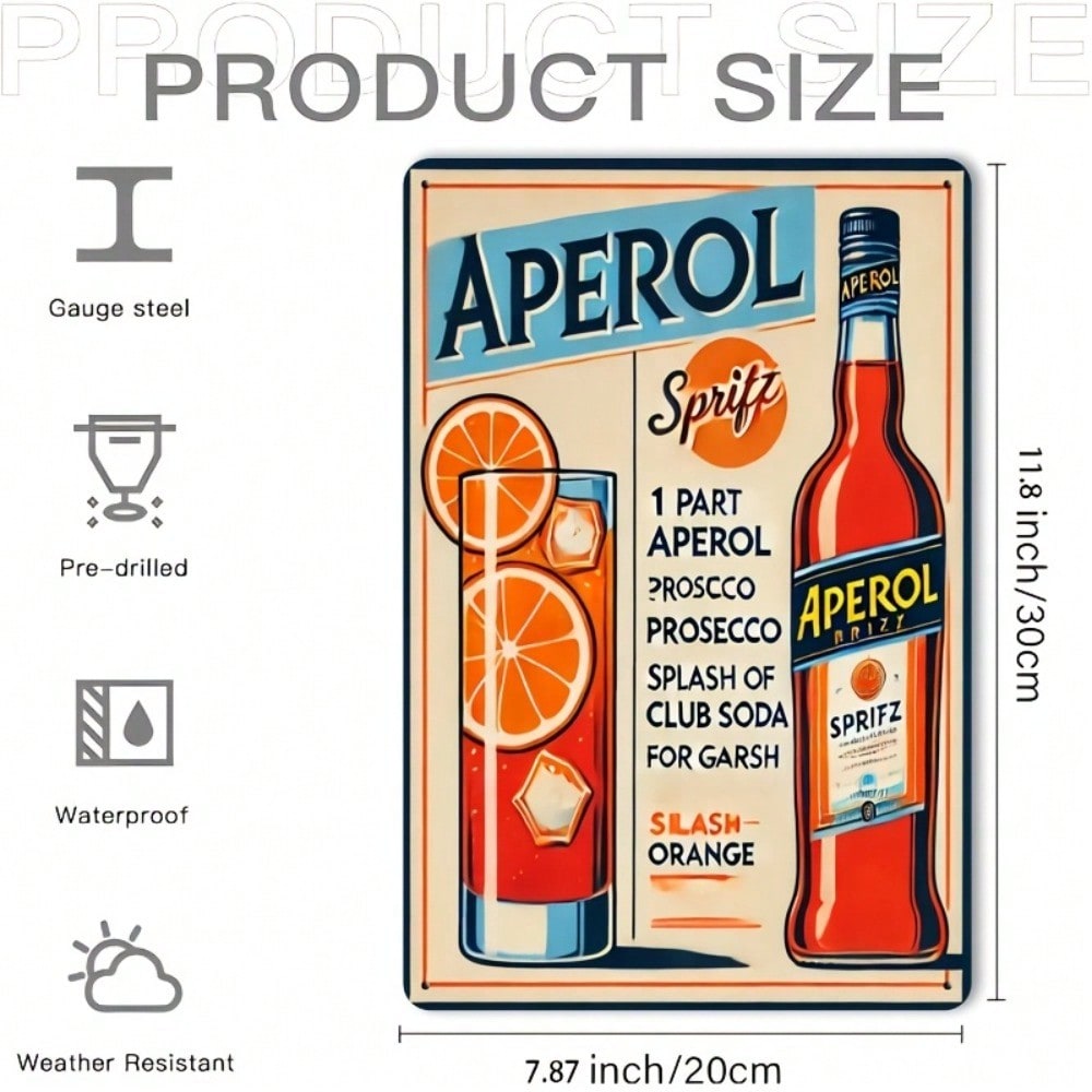 Vintage Aperol Spritz Metal Si - Home Bar Cafe ulasan dan harga