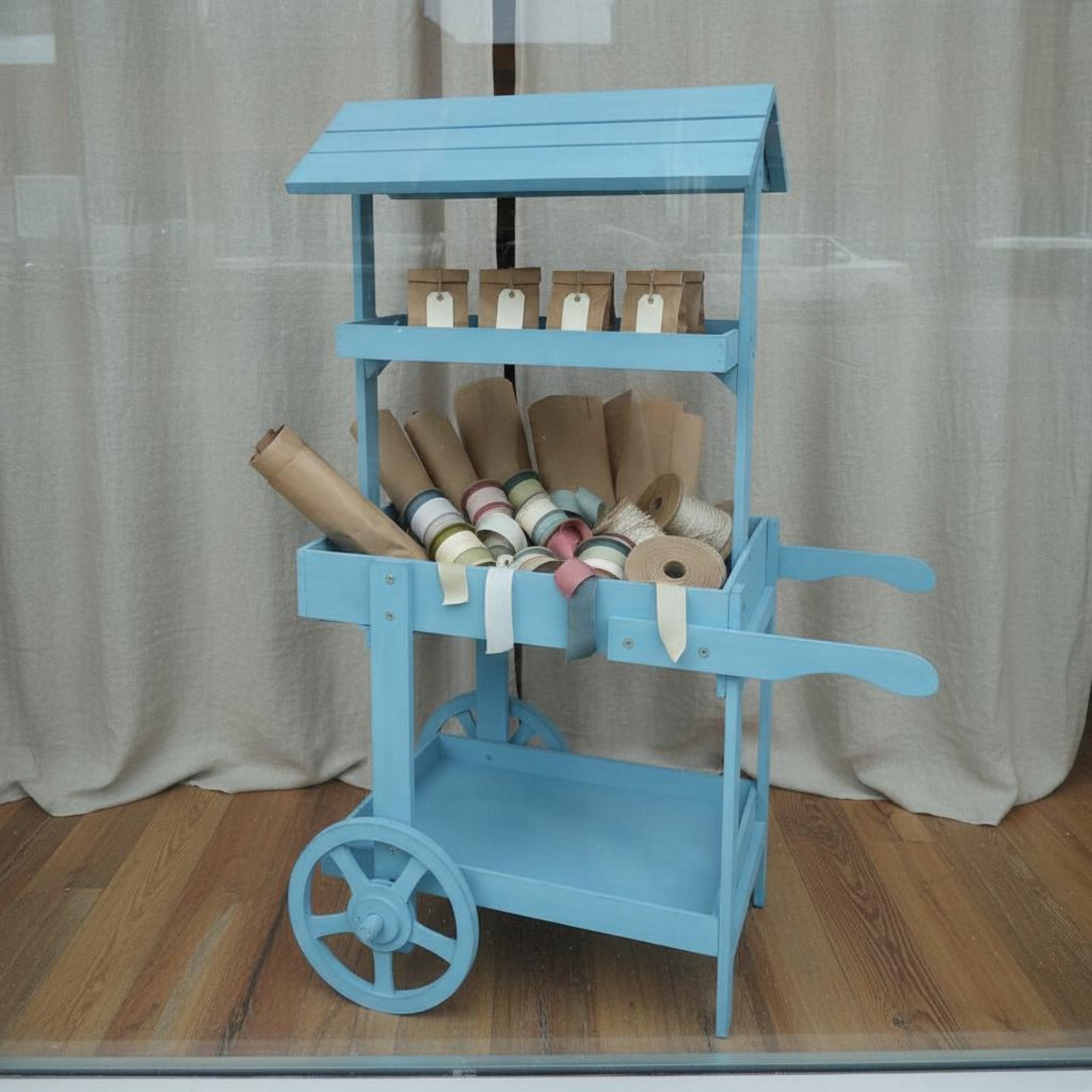 Rustic Display Trolley Wheeled - Home Bar Shelf ulasan dan harga