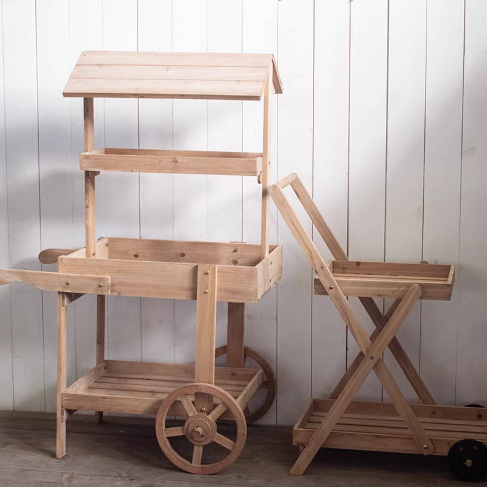 Rustic Display Trolley Wheeled - Home Bar Shelf ulasan dan harga