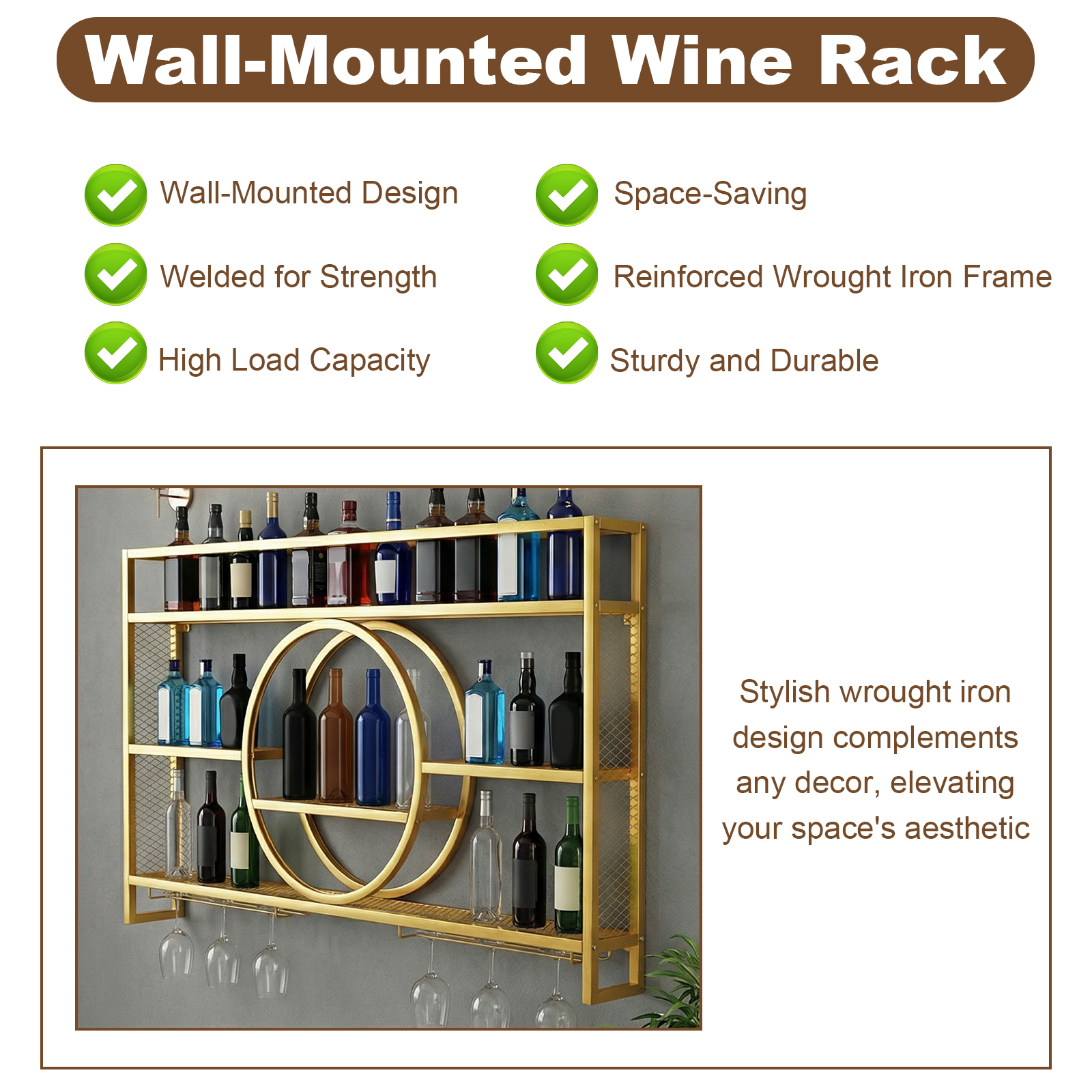 Wine Glass Rack Floating Bar S - Home Bar Shelf ulasan dan harga