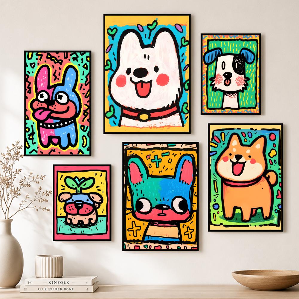 Lovely Colorful Dog Poster Pap - Home Bar And Theater ulasan dan harga