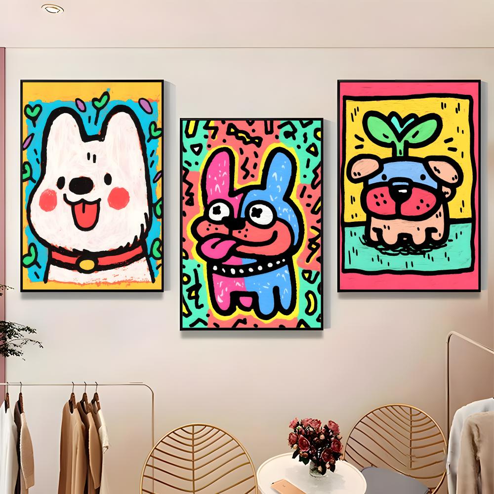 Lovely Colorful Dog Poster Pap - Home Bar And Theater ulasan dan harga