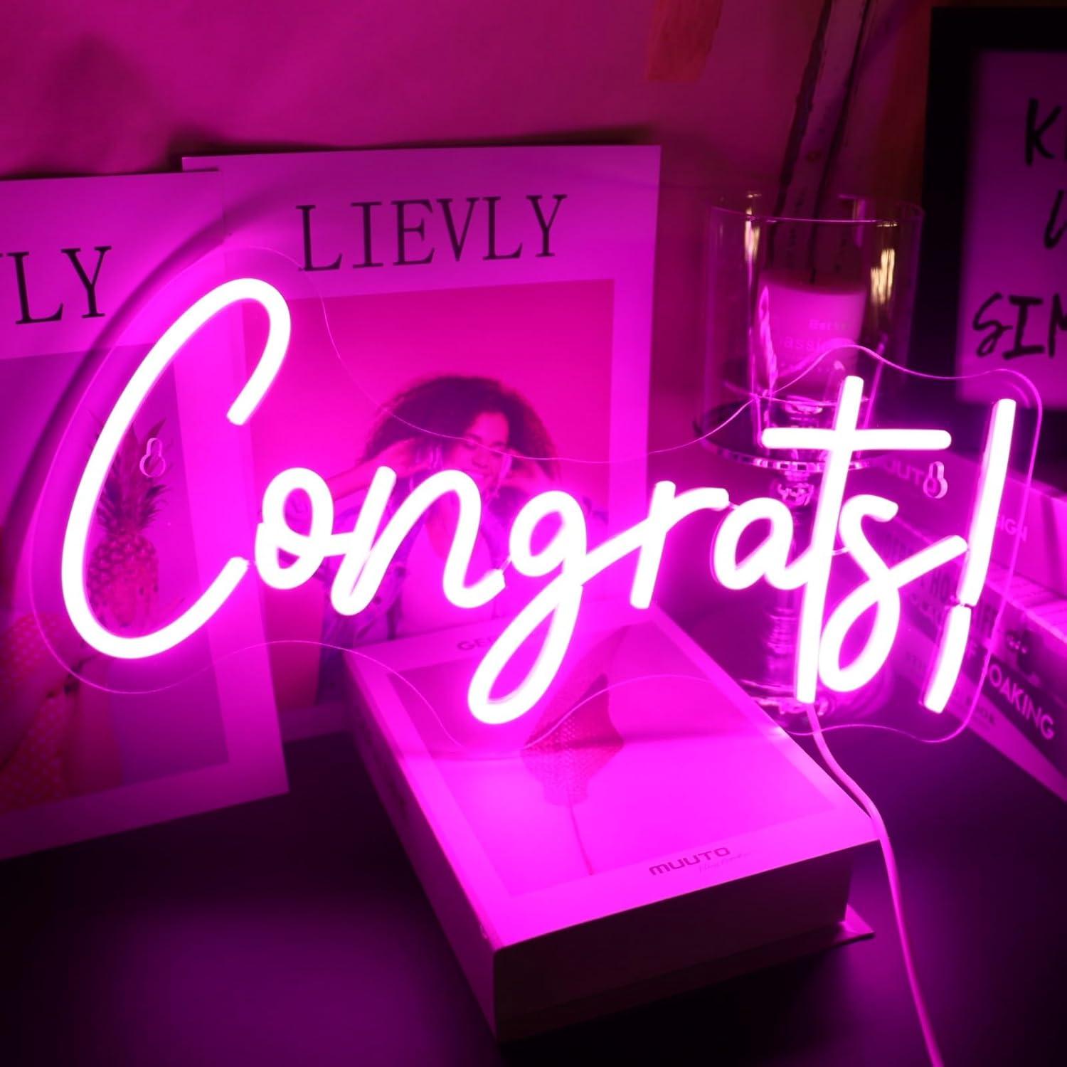 Congrats Neon Sign LED Word Li - Home Bar Cafe ulasan dan harga