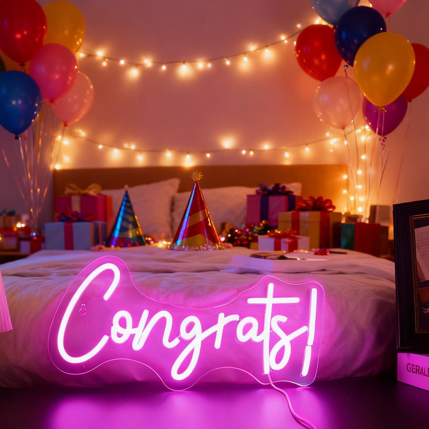 Congrats Neon Sign LED Word Li - Home Bar Cafe ulasan dan harga