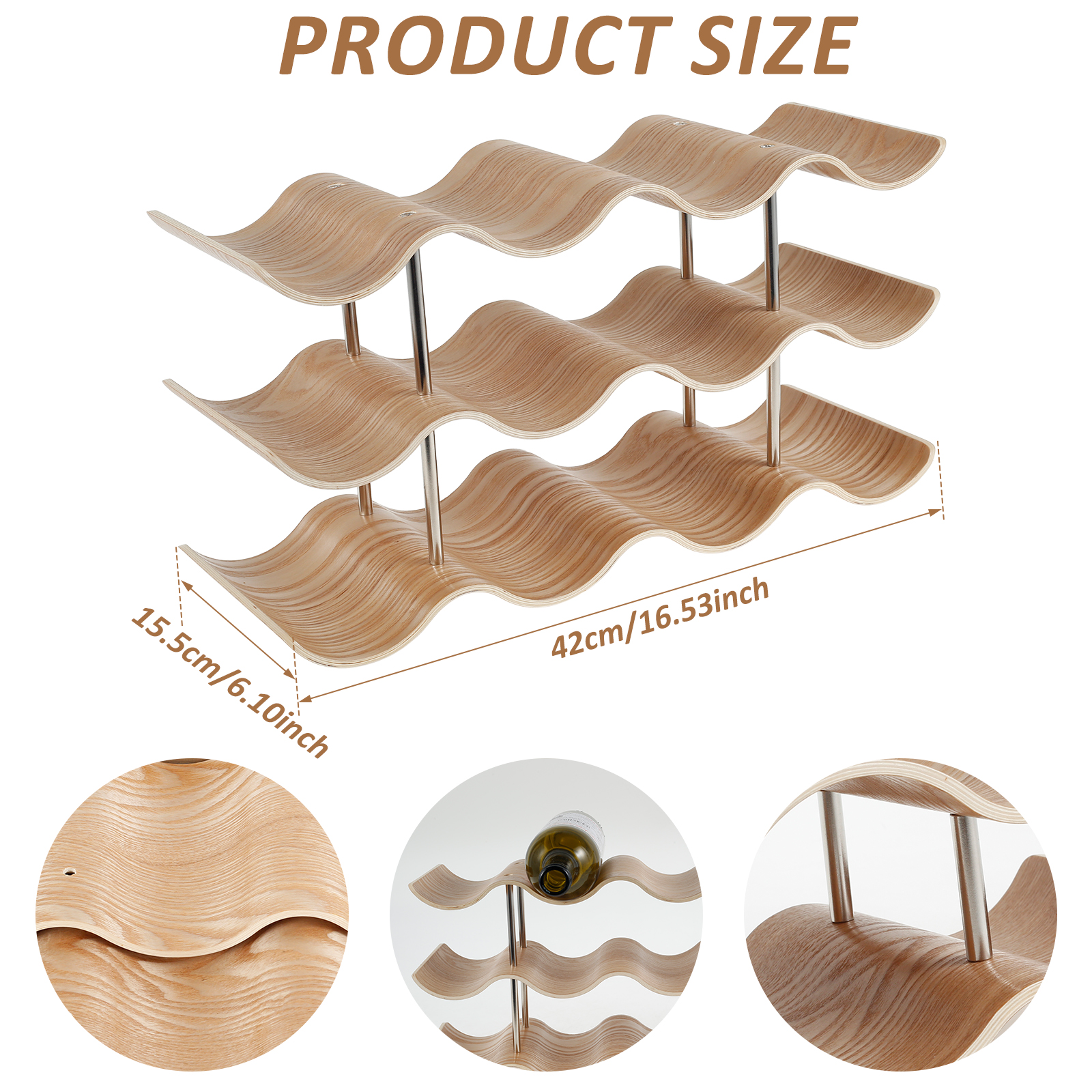 2/3-Tier Wooden Wine Rack Wavy - Home Bar And Cabinet ulasan dan harga