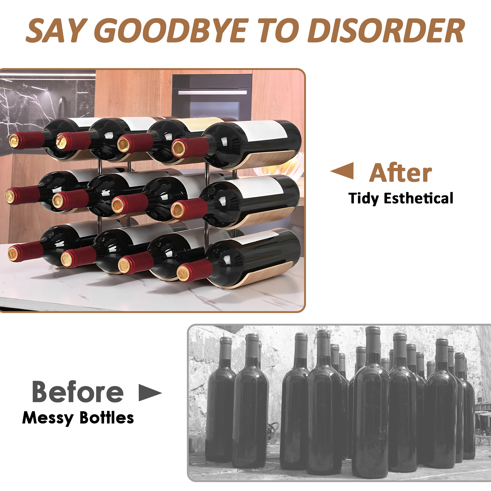 2/3-Tier Wooden Wine Rack Wavy - Home Bar And Cabinet ulasan dan harga