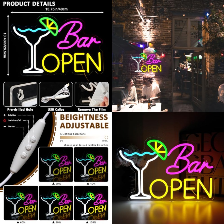 Sign for Business, Neon Open S - Home Bar Cafe ulasan dan harga