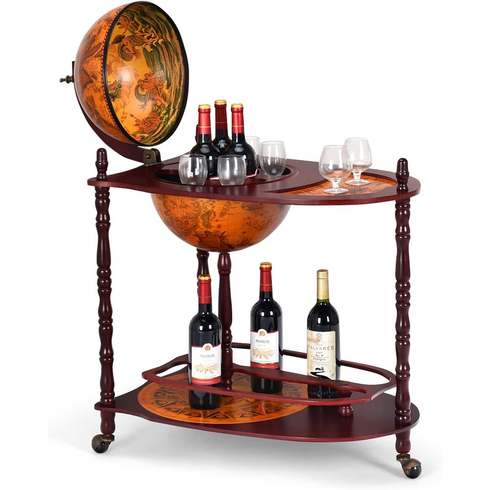 Vintage 34.5 Wheeled Globe Bar - Home Bar Shelf ulasan dan harga
