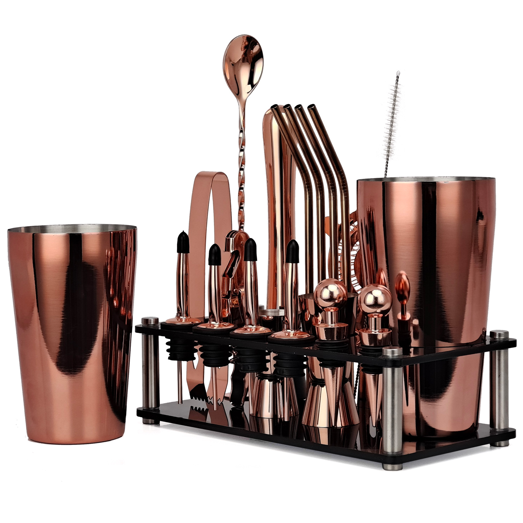 20pcs Black/Rose Gold/Silver 8 - Boston Shaker Set ulasan dan harga