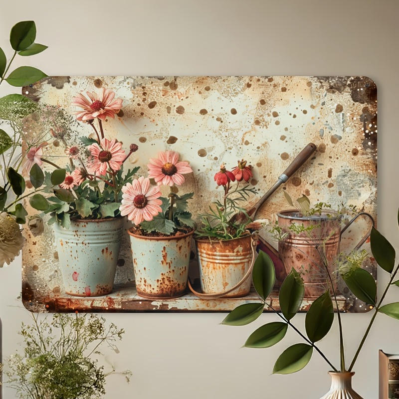Vintage Floral Metal Tin Sign  - Home Bar Cafe ulasan dan harga