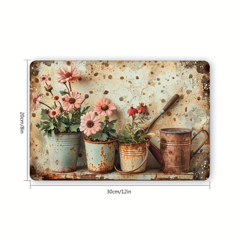 Vintage Floral Metal Tin Sign  - Home Bar Cafe ulasan dan harga
