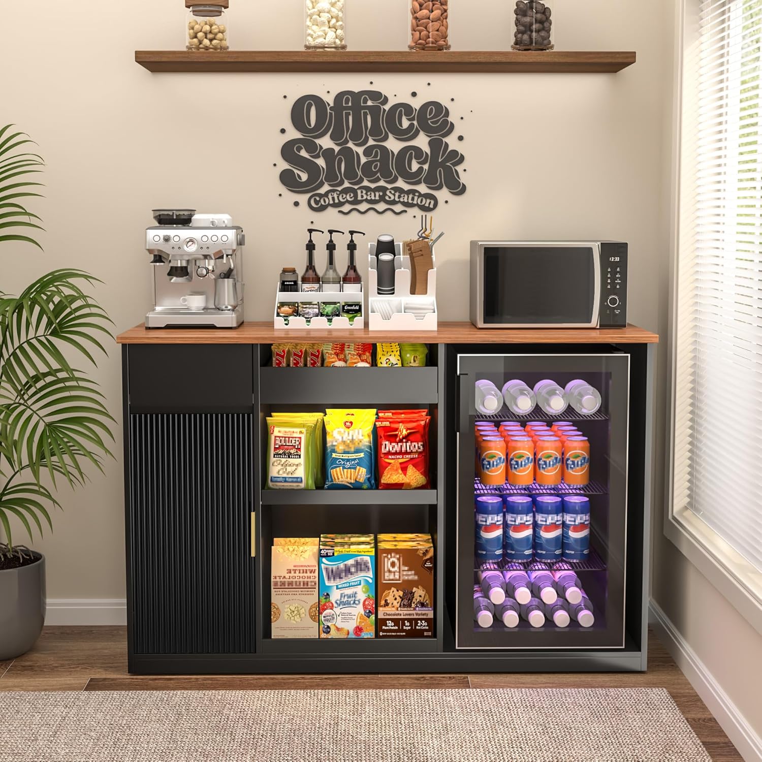 Snack Bar Cabinet with Fridge  - Home Bar And Theater ulasan dan harga