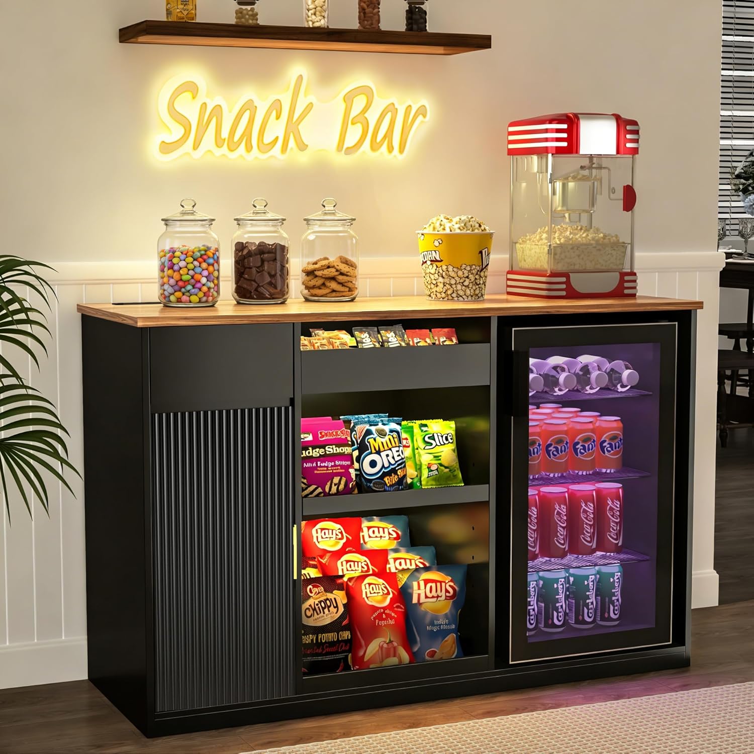 Snack Bar Cabinet with Fridge  - Home Bar And Theater ulasan dan harga