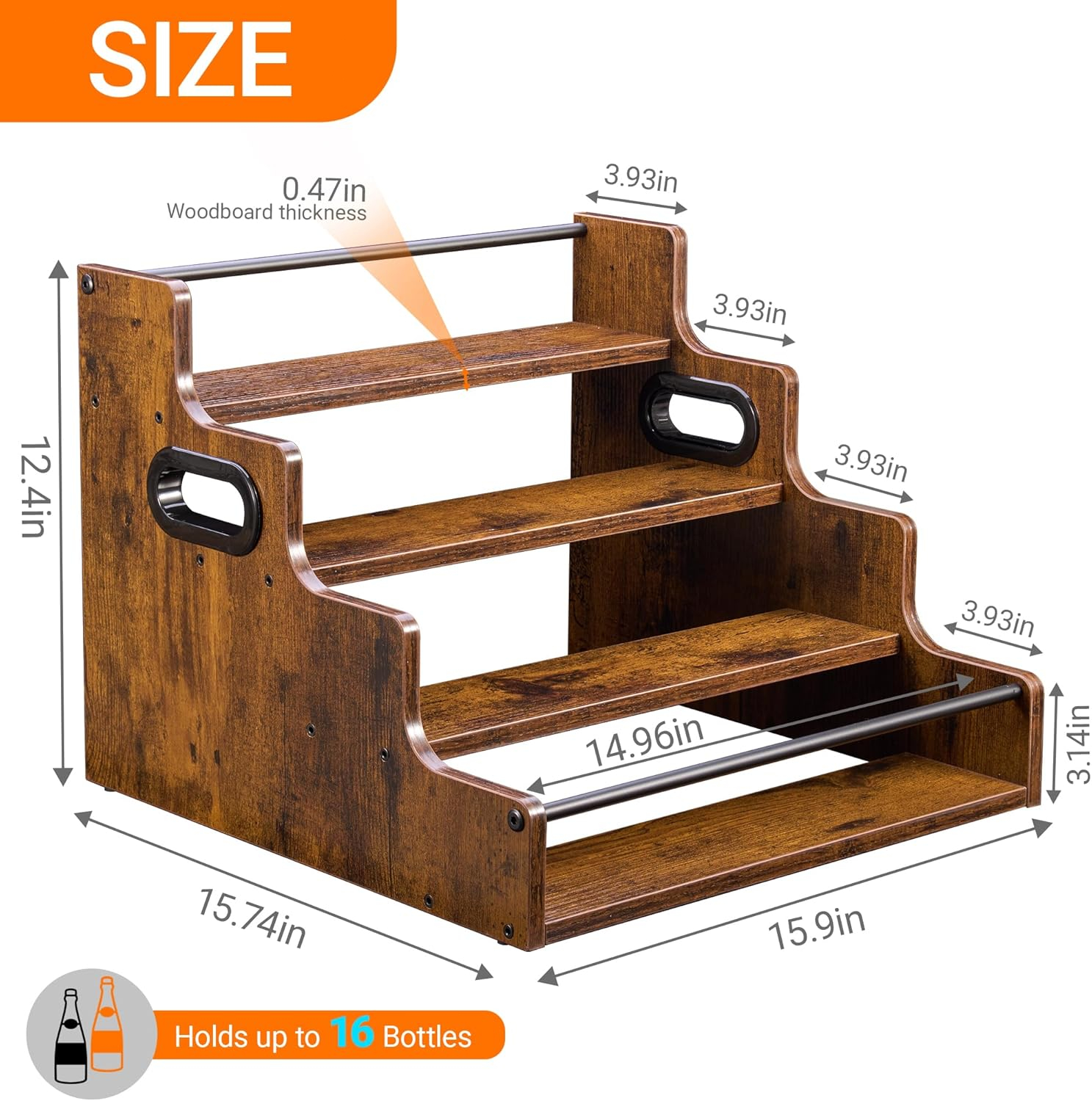 Liquor Bottle Display Shelf, C - Home Bar Shelf ulasan dan harga