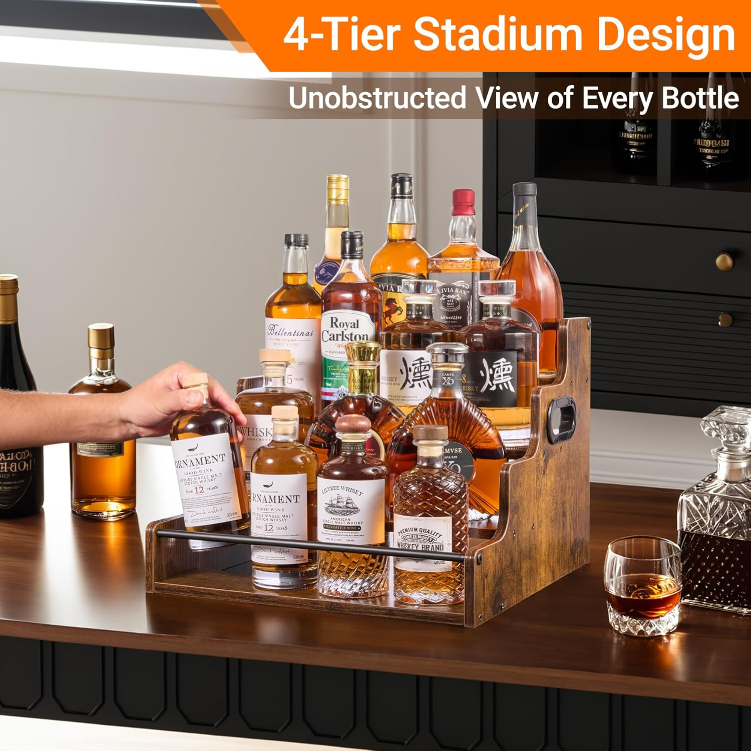Liquor Bottle Display Shelf, C - Home Bar Shelf ulasan dan harga