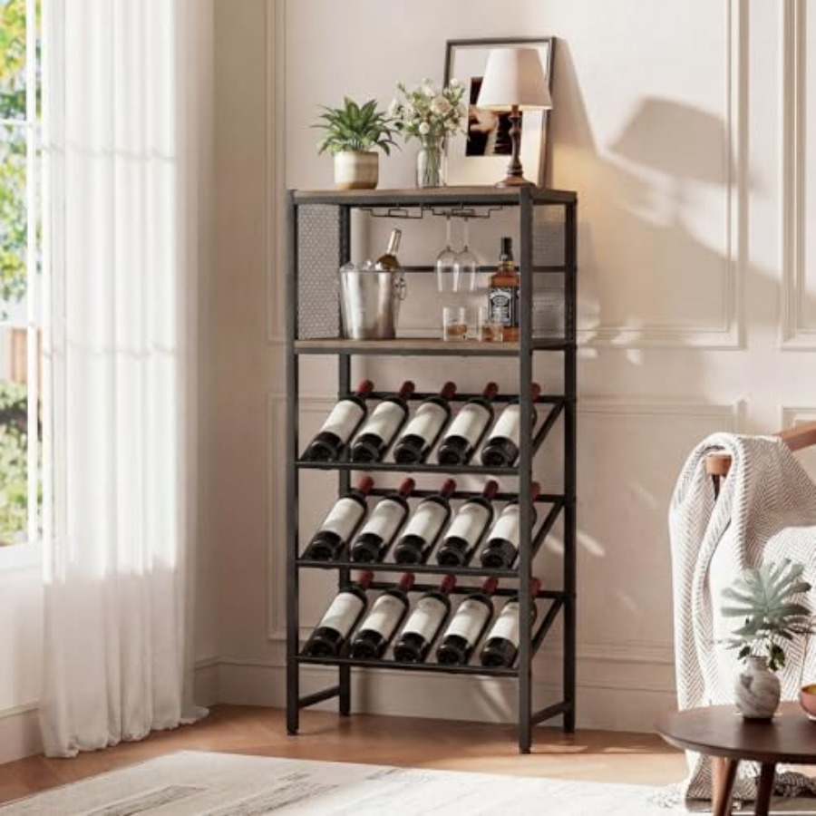 Corner Wine Rack with Glass Ho - Home Bar Shelf ulasan dan harga