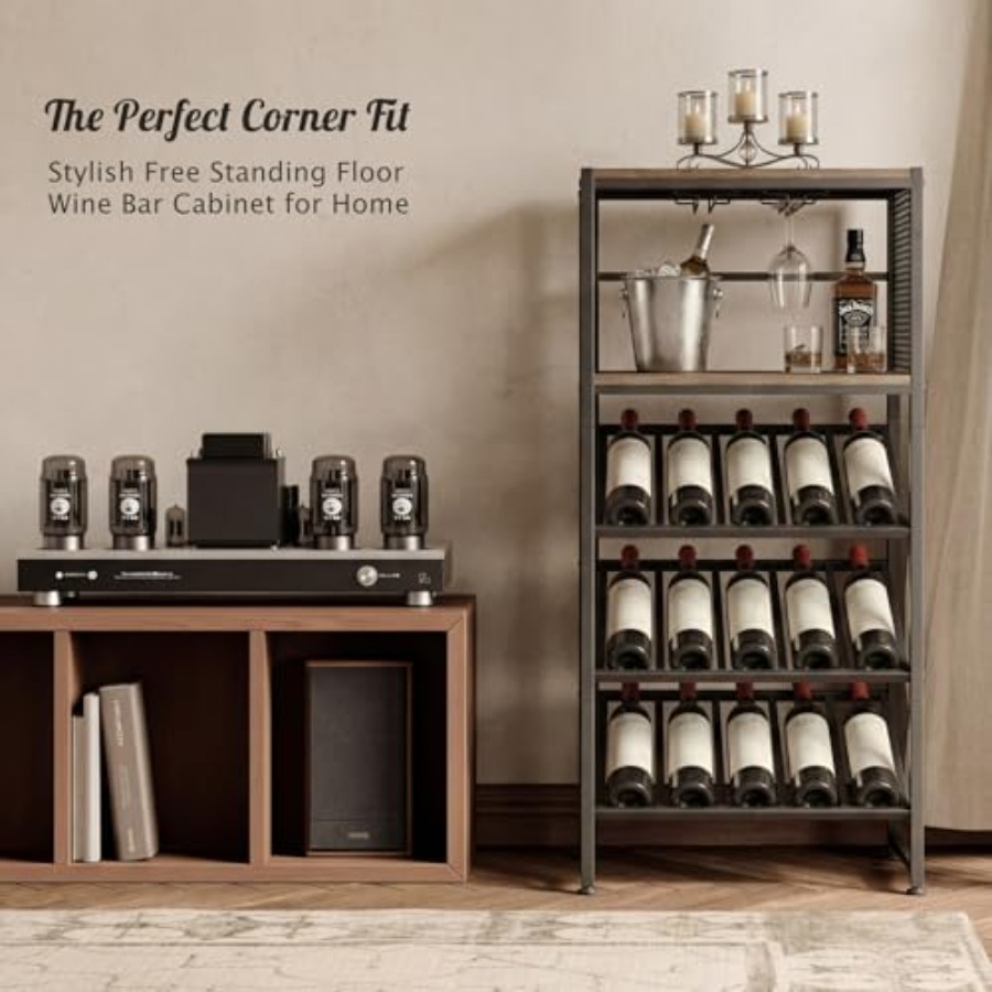 Corner Wine Rack with Glass Ho - Home Bar Shelf ulasan dan harga