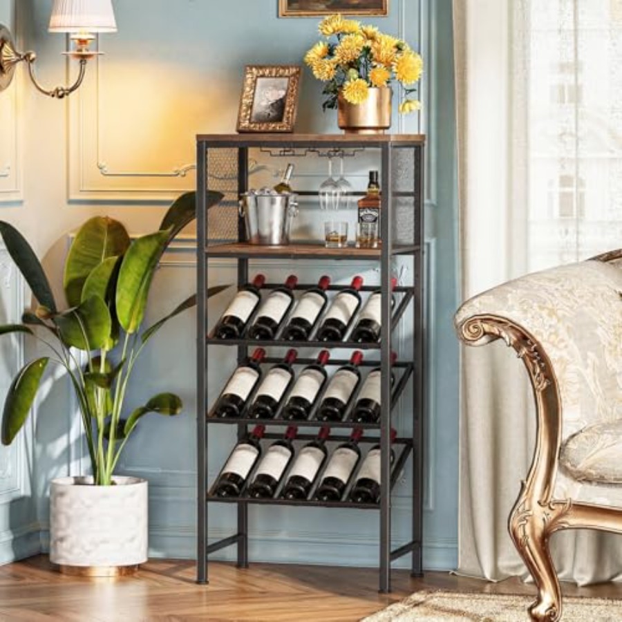 Corner Wine Rack with Glass Ho - Home Bar Shelf ulasan dan harga