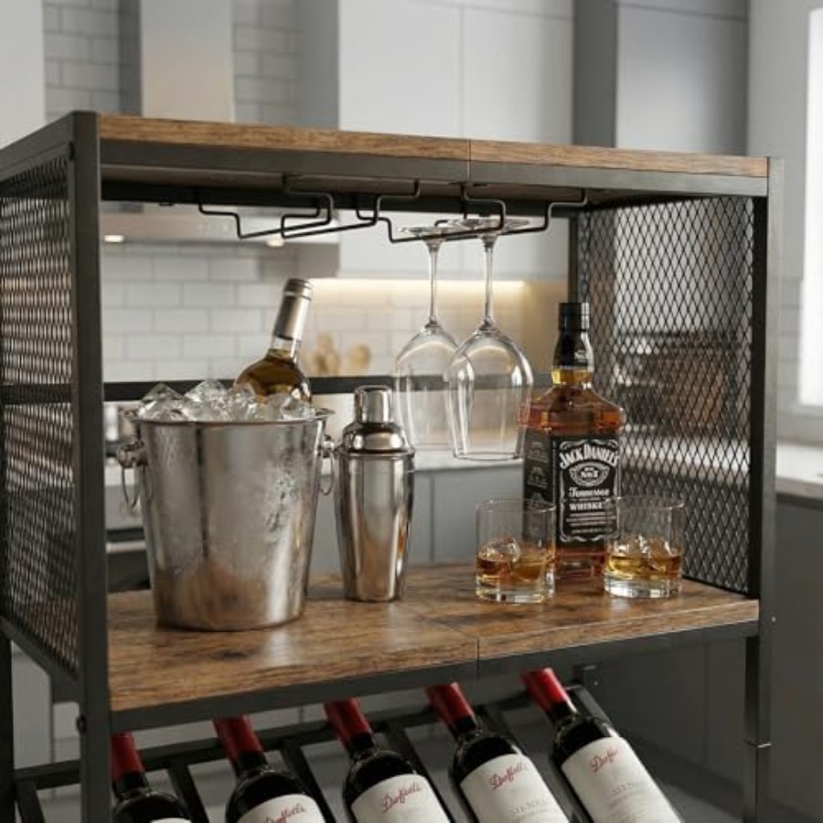 Corner Wine Rack with Glass Ho - Home Bar Shelf ulasan dan harga