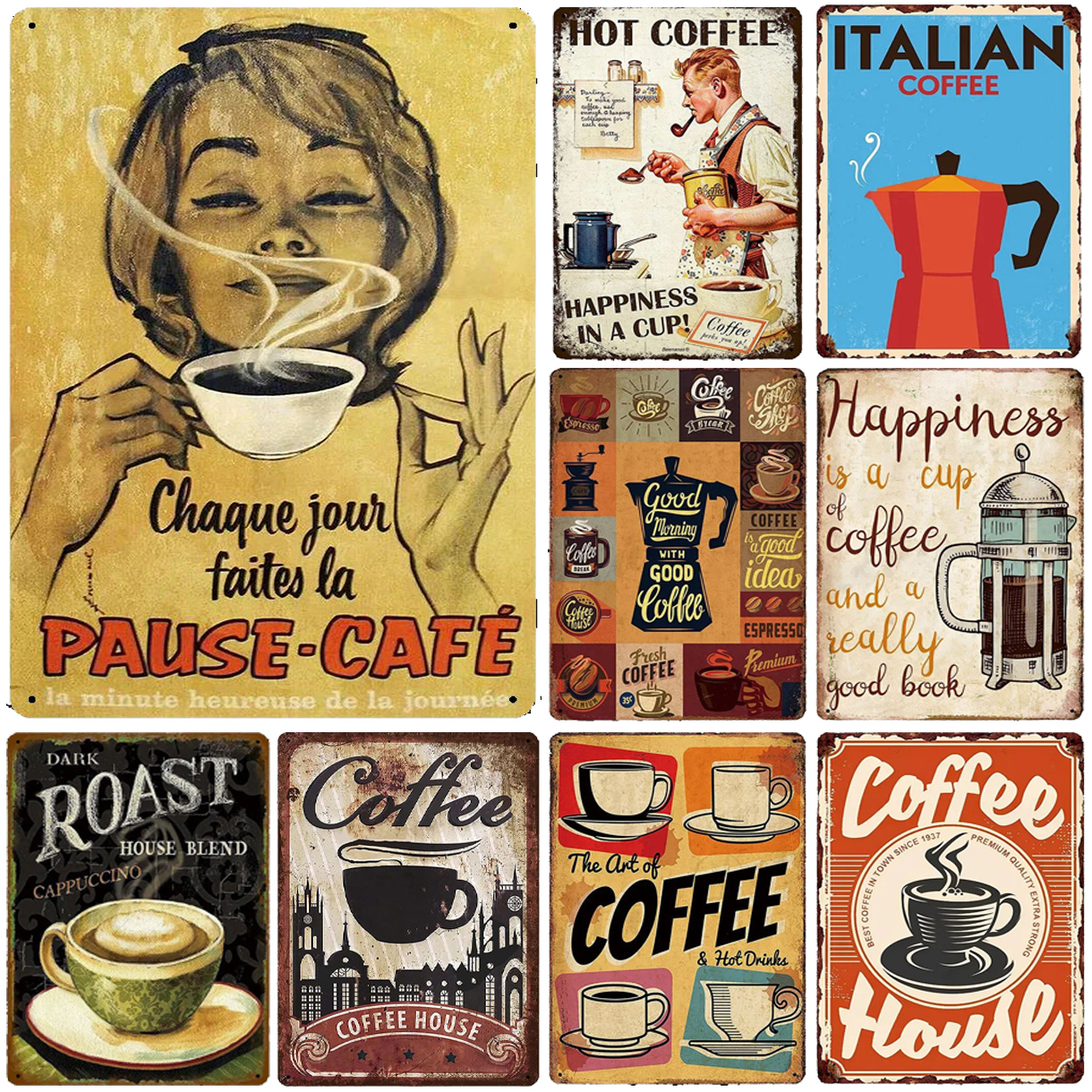 Metal Tin Signs Italian Coffee - Home Bar Cafe ulasan dan harga